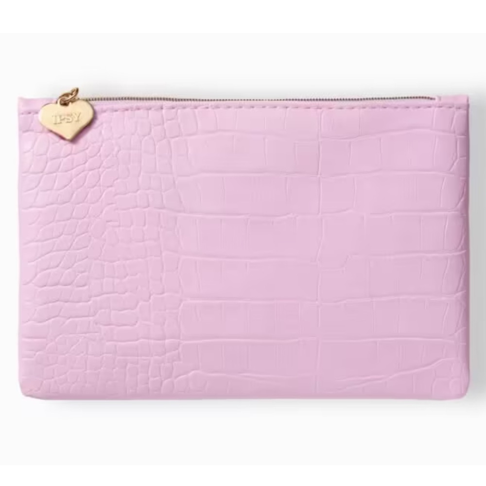 NEW Ipsy Pink Faux Croc Makeup Bag